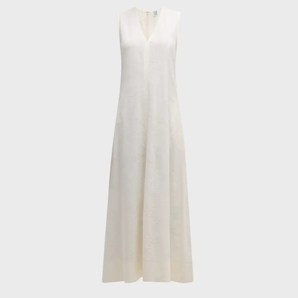 Toteme Plunging Floral Jacquard Twisted Backless Maxi Dress Off White FR 34 700$ - Picture 7 of 17